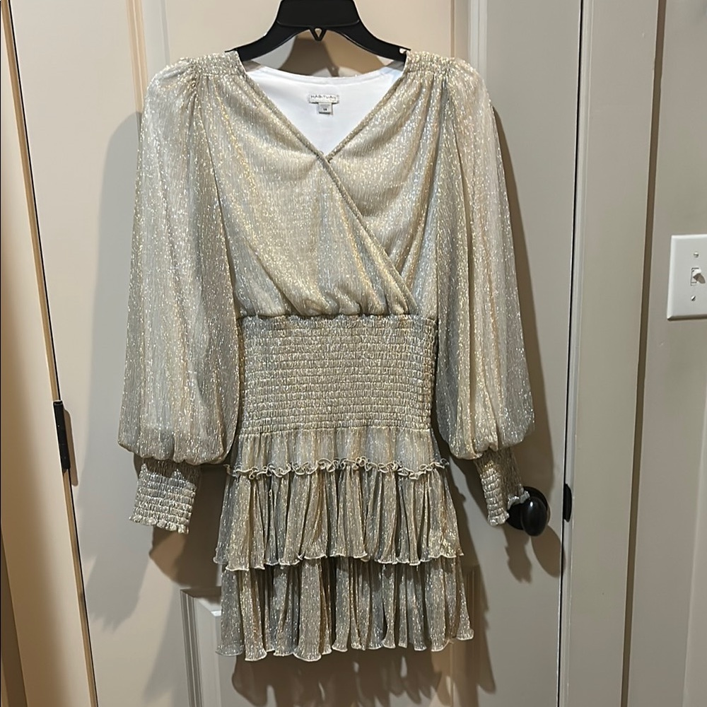 Shimmering Gold Long Sleeve Dress